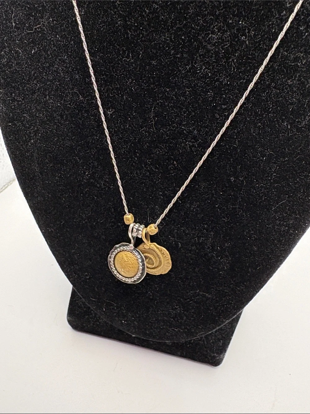 Silpada sterling silver & brass N3338 Dusk til Dawn Disc Pendant Necklace